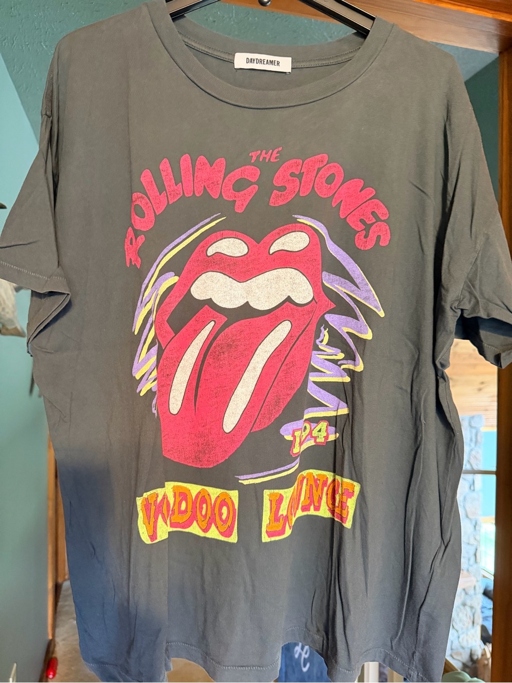 NWOT Daydreamer Rolling Stones Black Graphic Tee - Pink Tongue Design